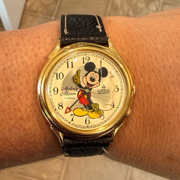 lorus by Sekio Accessories - Vintage Lorus Quartz Disney Mickey Melody Alarm Watch - Gold Tone